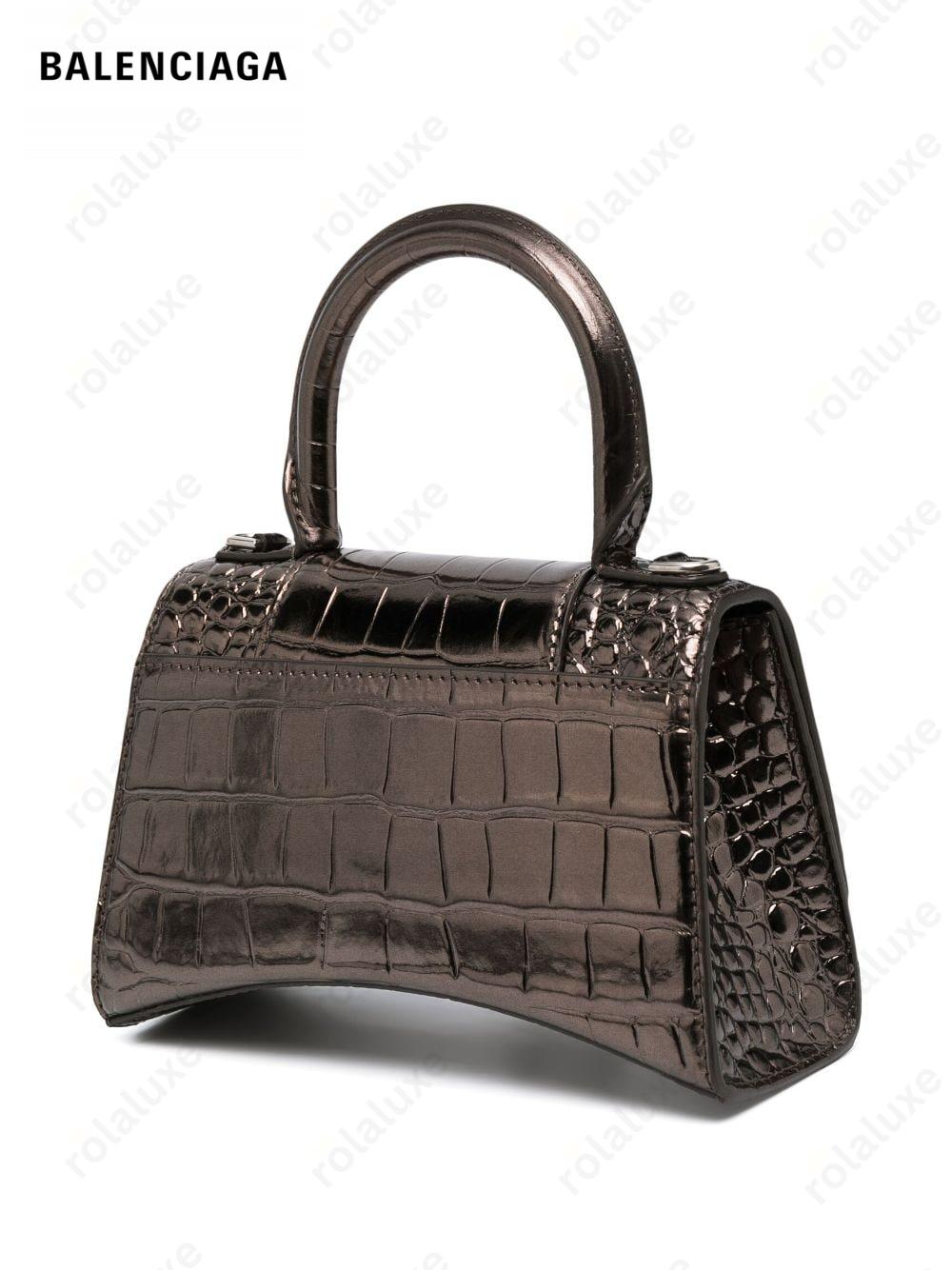 Hourglass XS crocodile-embossed tote bag