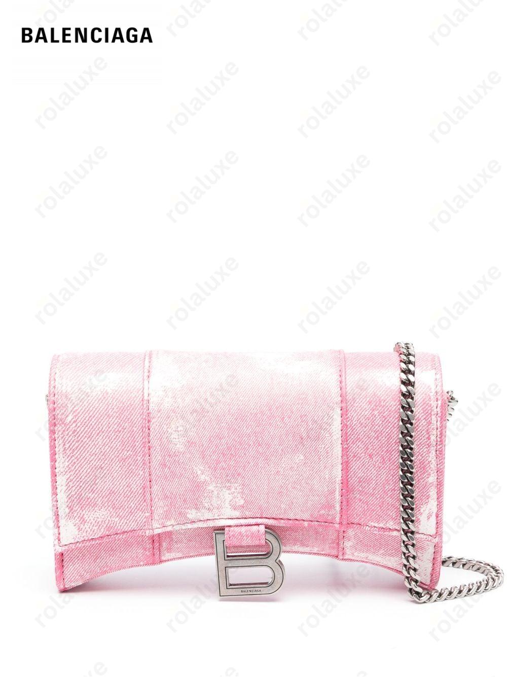 Hourglass denim chain wallet bag