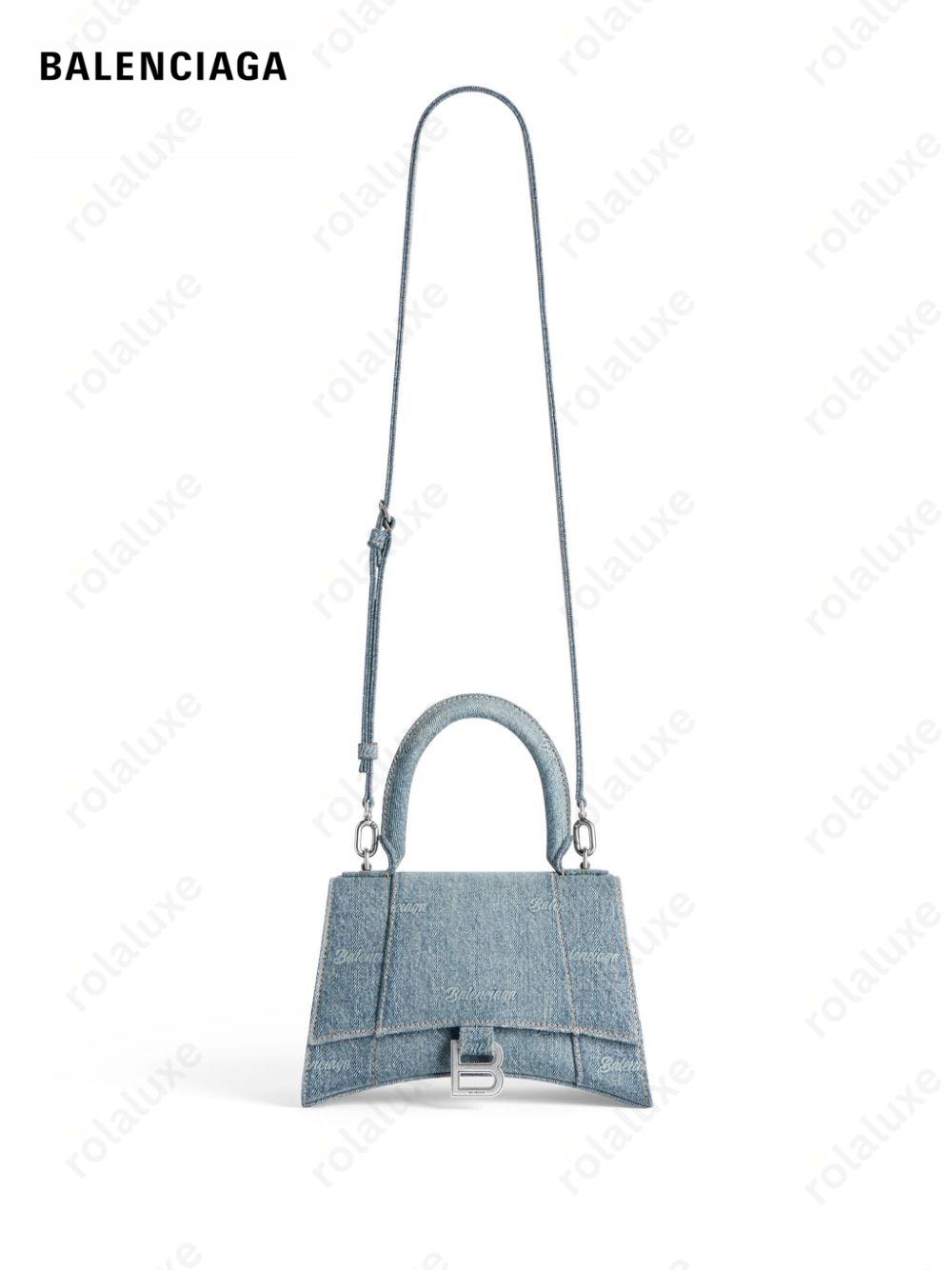 small Hourglass denim top-handle bag