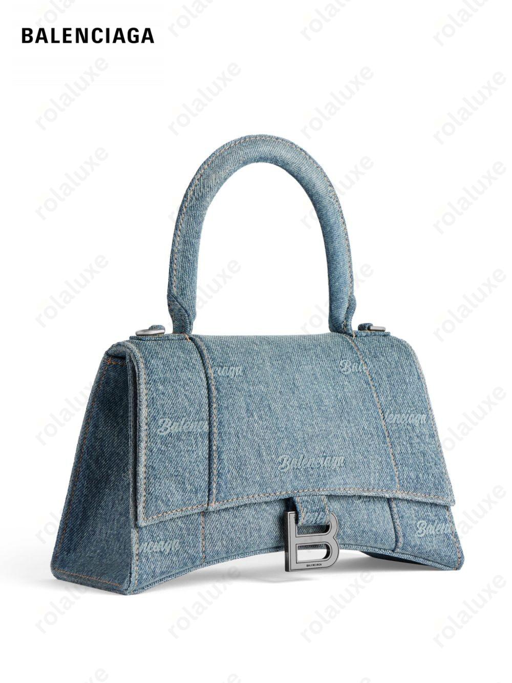 small Hourglass denim top-handle bag