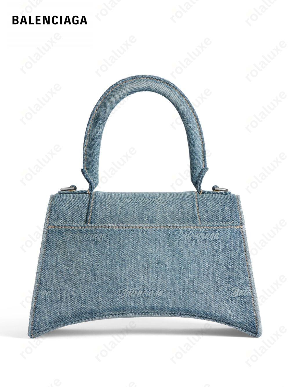 small Hourglass denim top-handle bag