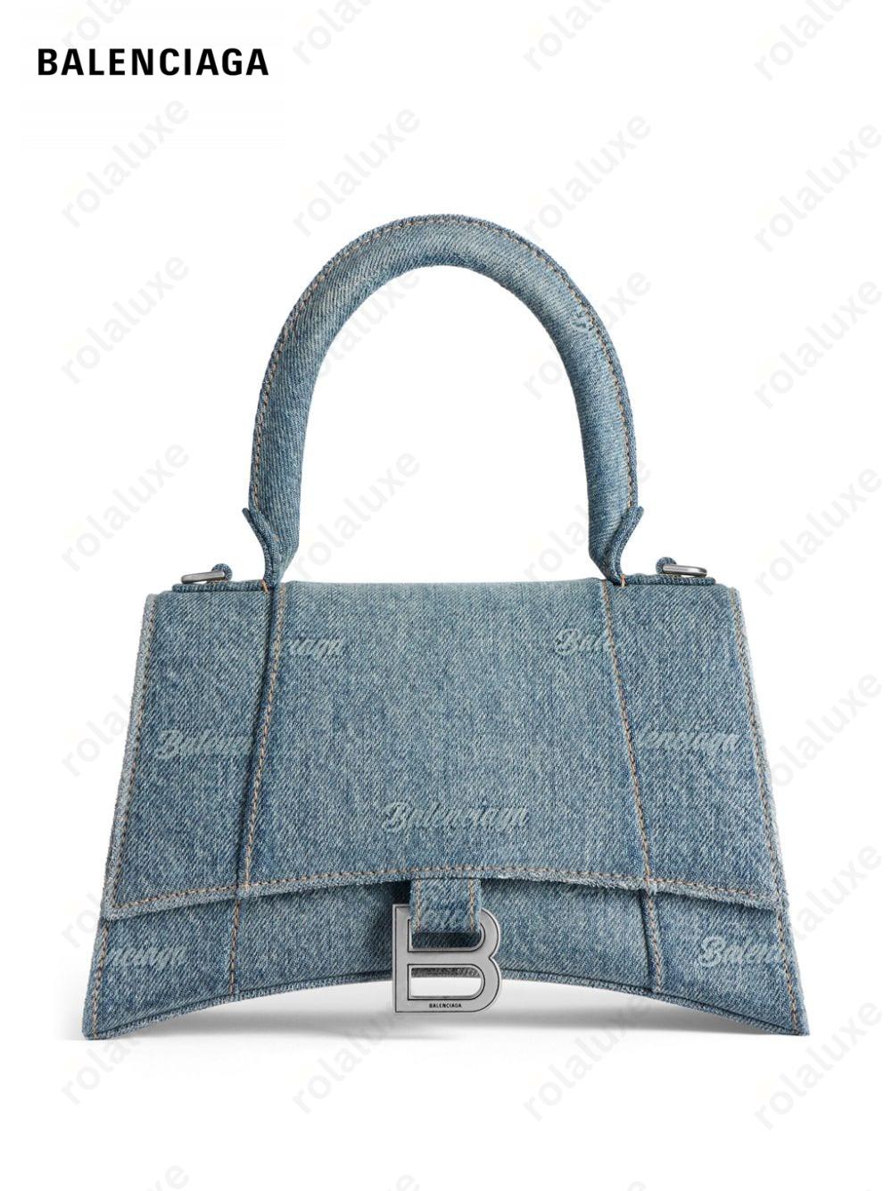 small Hourglass denim top-handle bag