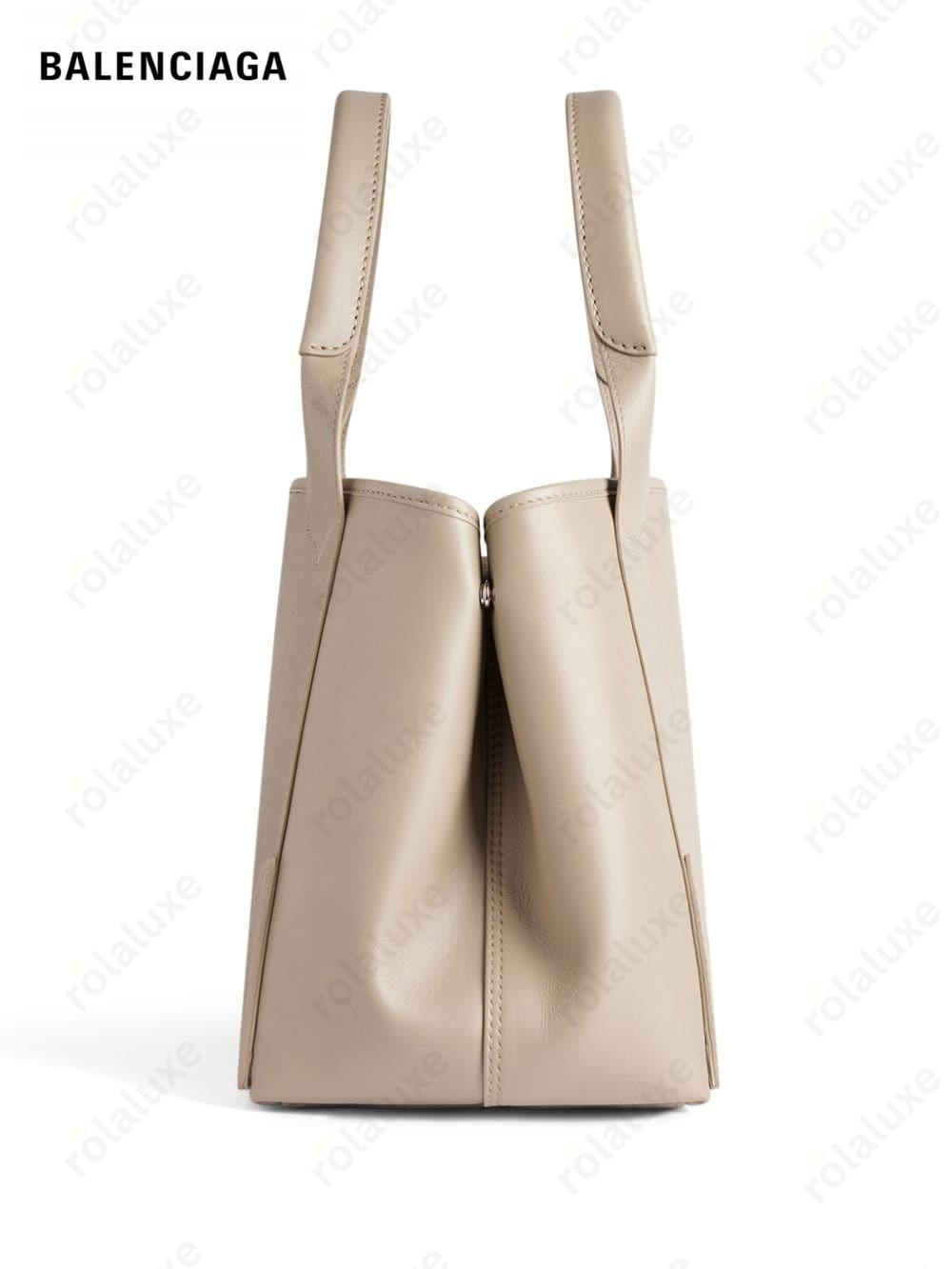 embossed-logo leather tote bag