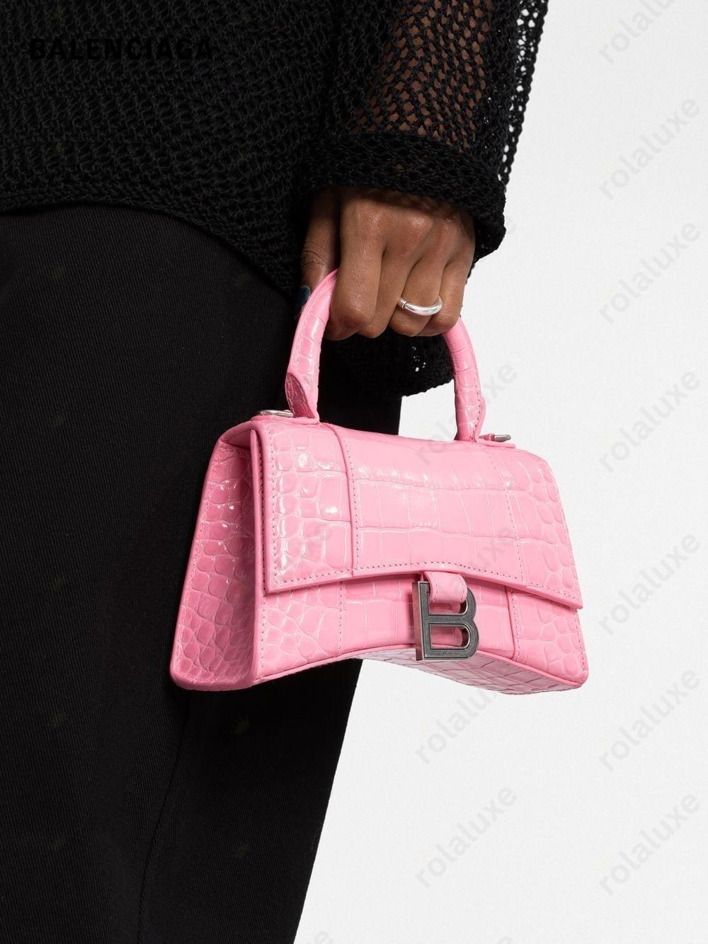 Hourglass crocodile-embossed handbag