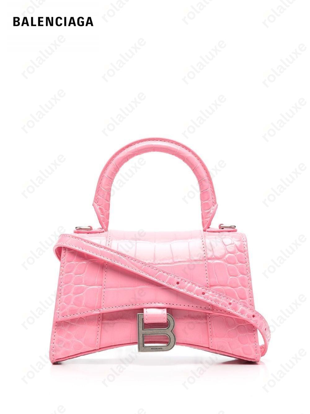 Hourglass crocodile-embossed handbag