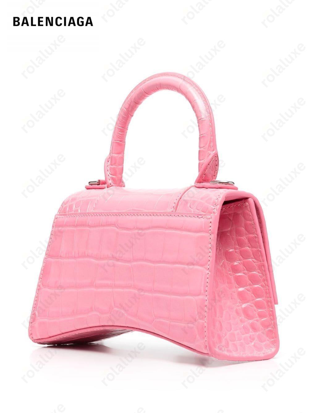 Hourglass crocodile-embossed handbag