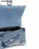 logo-print denim satchel bag