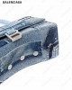 logo-print denim satchel bag