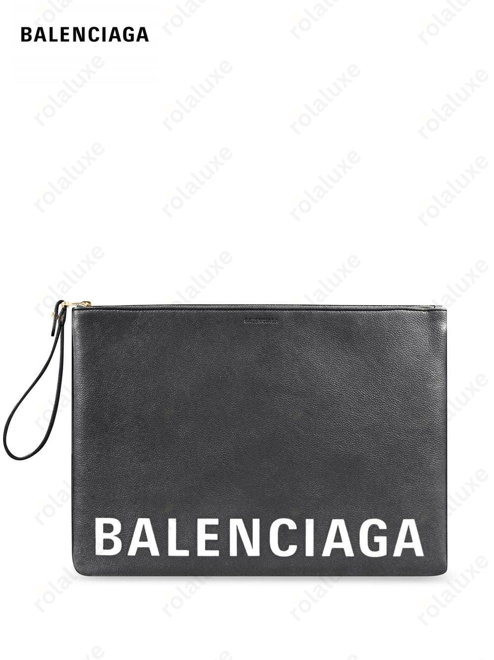 logo-print leather pouch