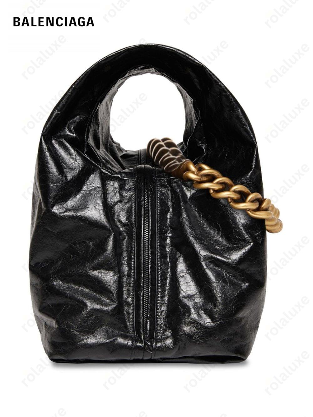 Puffer chain-strap tote