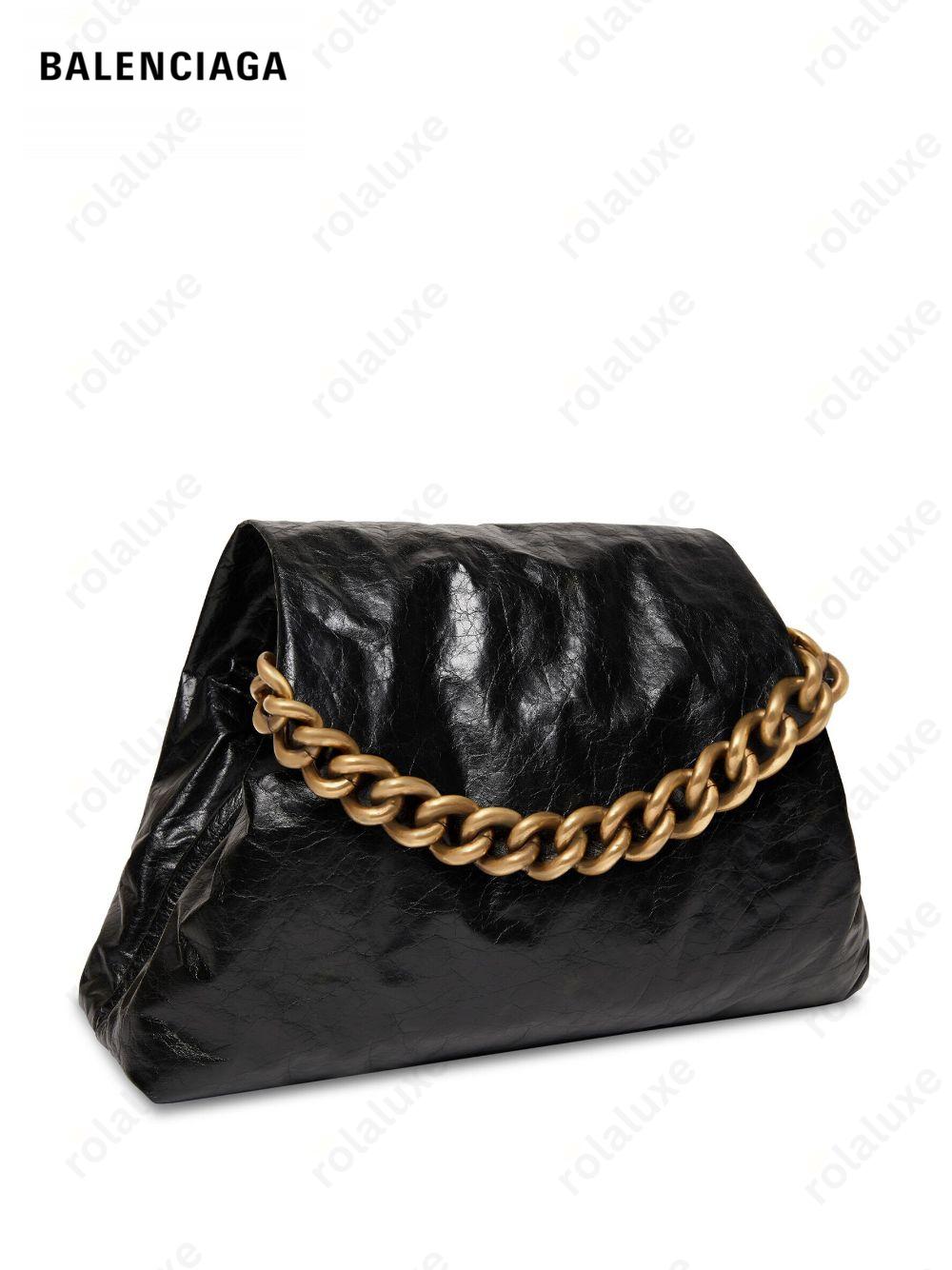 Puffer chain-strap tote