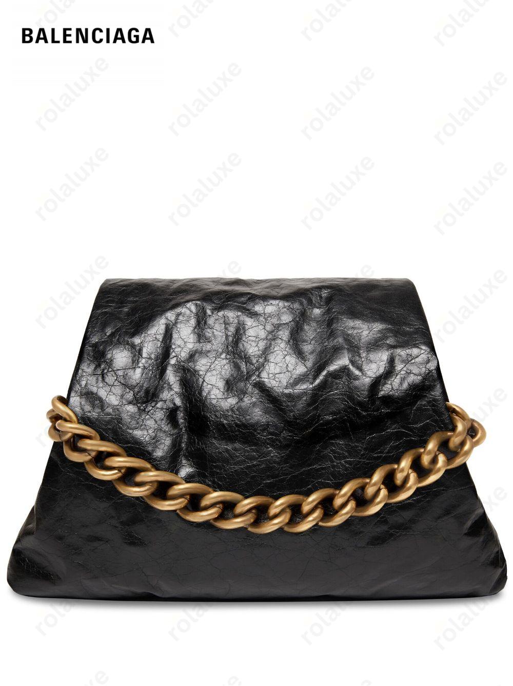 Puffer chain-strap tote