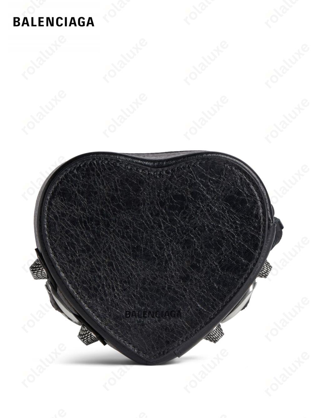 Le Cagole Heart leather clutch bag