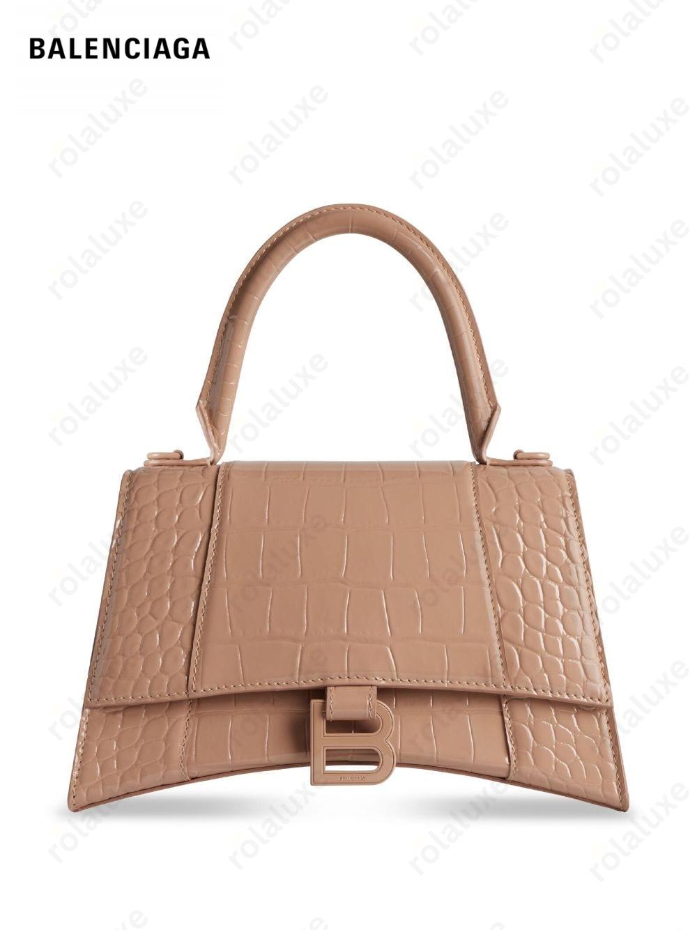 Hourglass crocodile-embossed bag