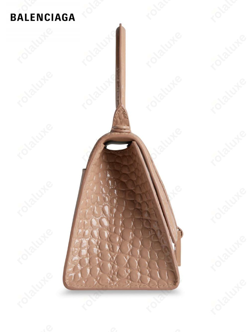 Hourglass crocodile-embossed bag