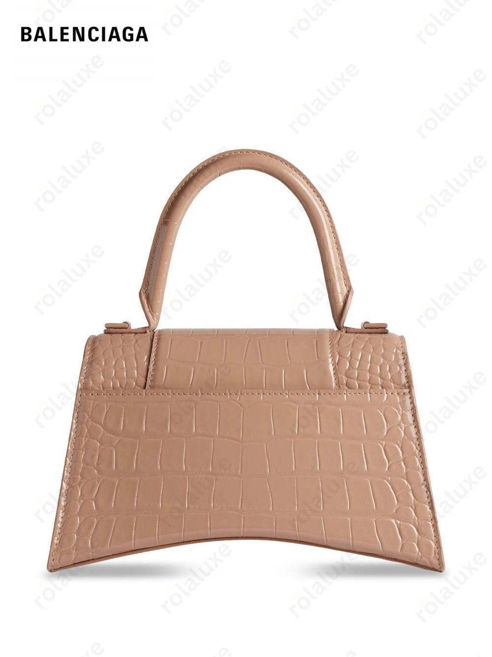 Hourglass crocodile-embossed bag