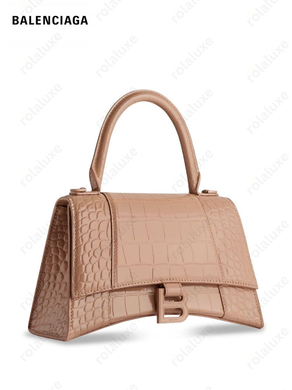 Hourglass crocodile-embossed bag