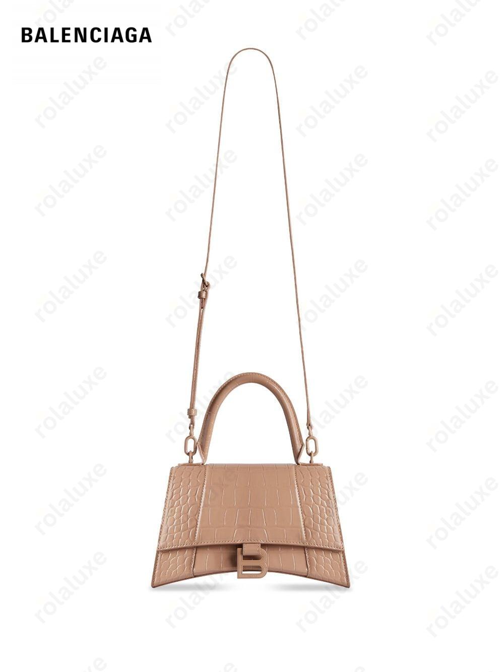 Hourglass crocodile-embossed bag