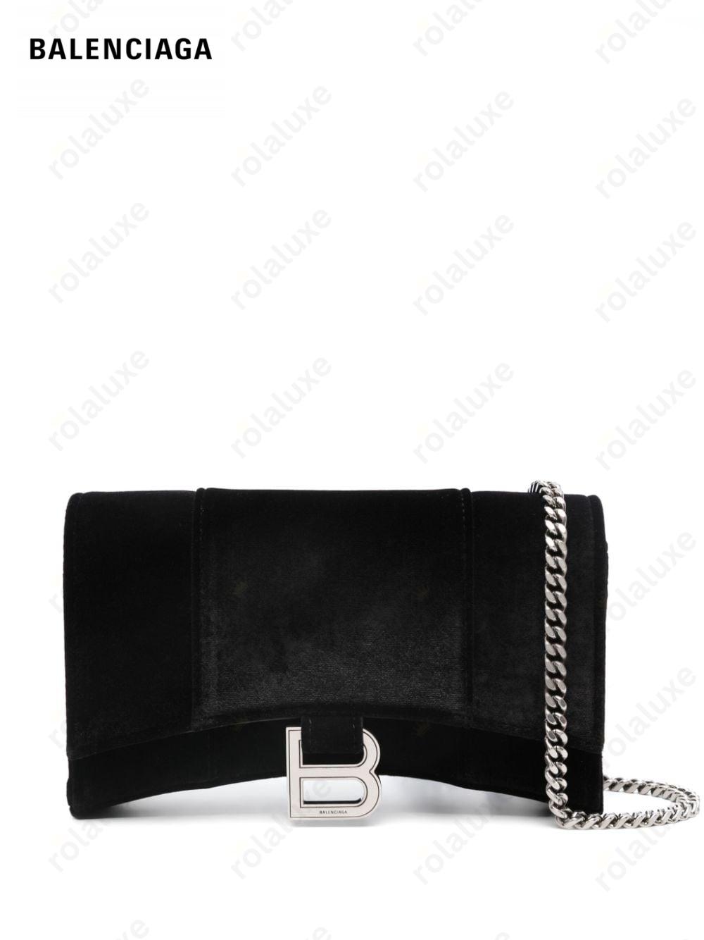 Hourglass velvet chain wallet