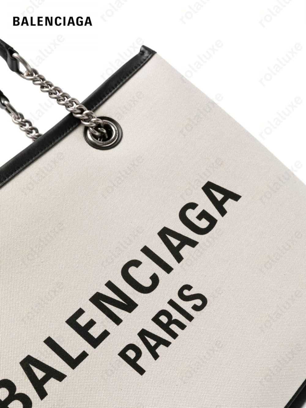 logo-print canvas tote bag