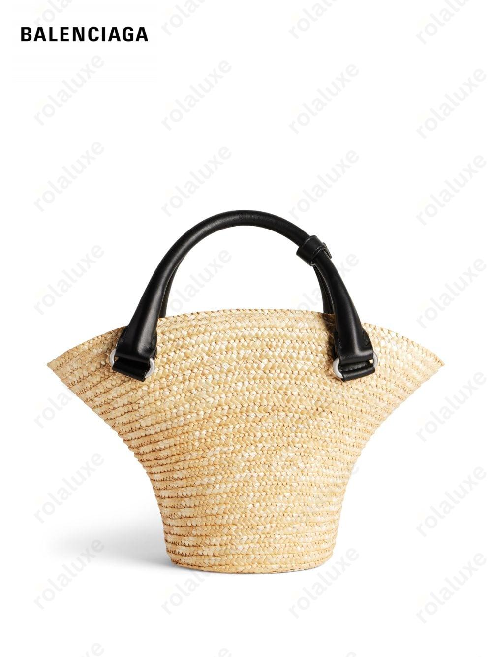 mini braided-raffia tote bag