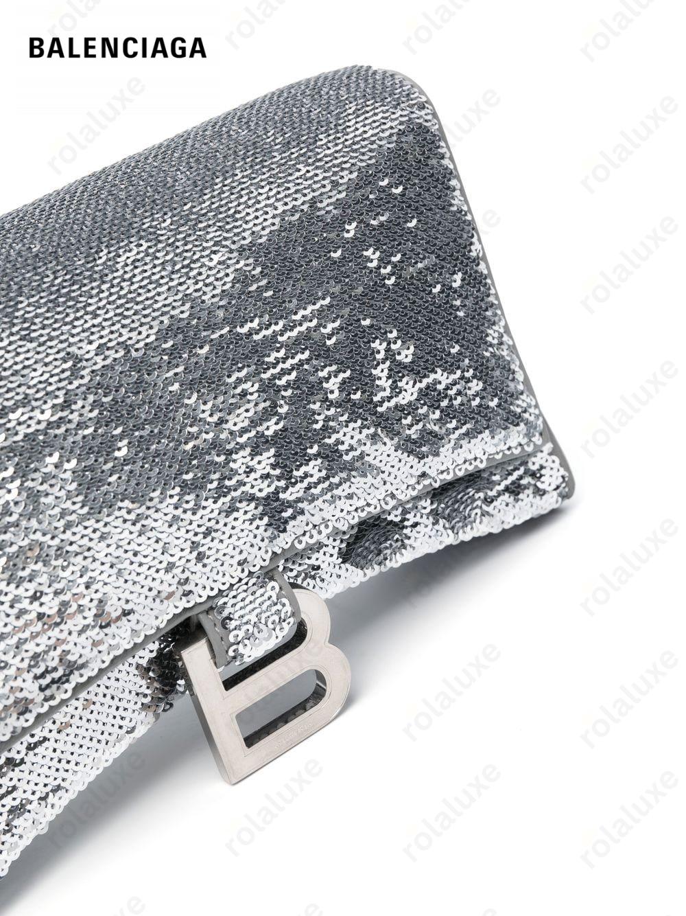 Hourglass sequin-detail chain wallet