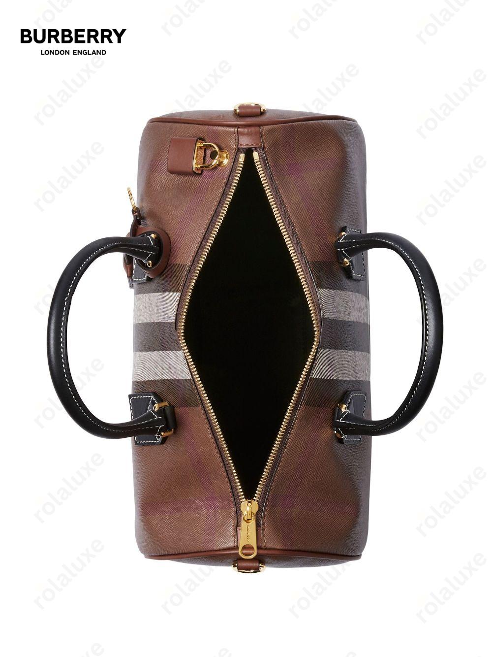 medium check-pattern leather bowling bag