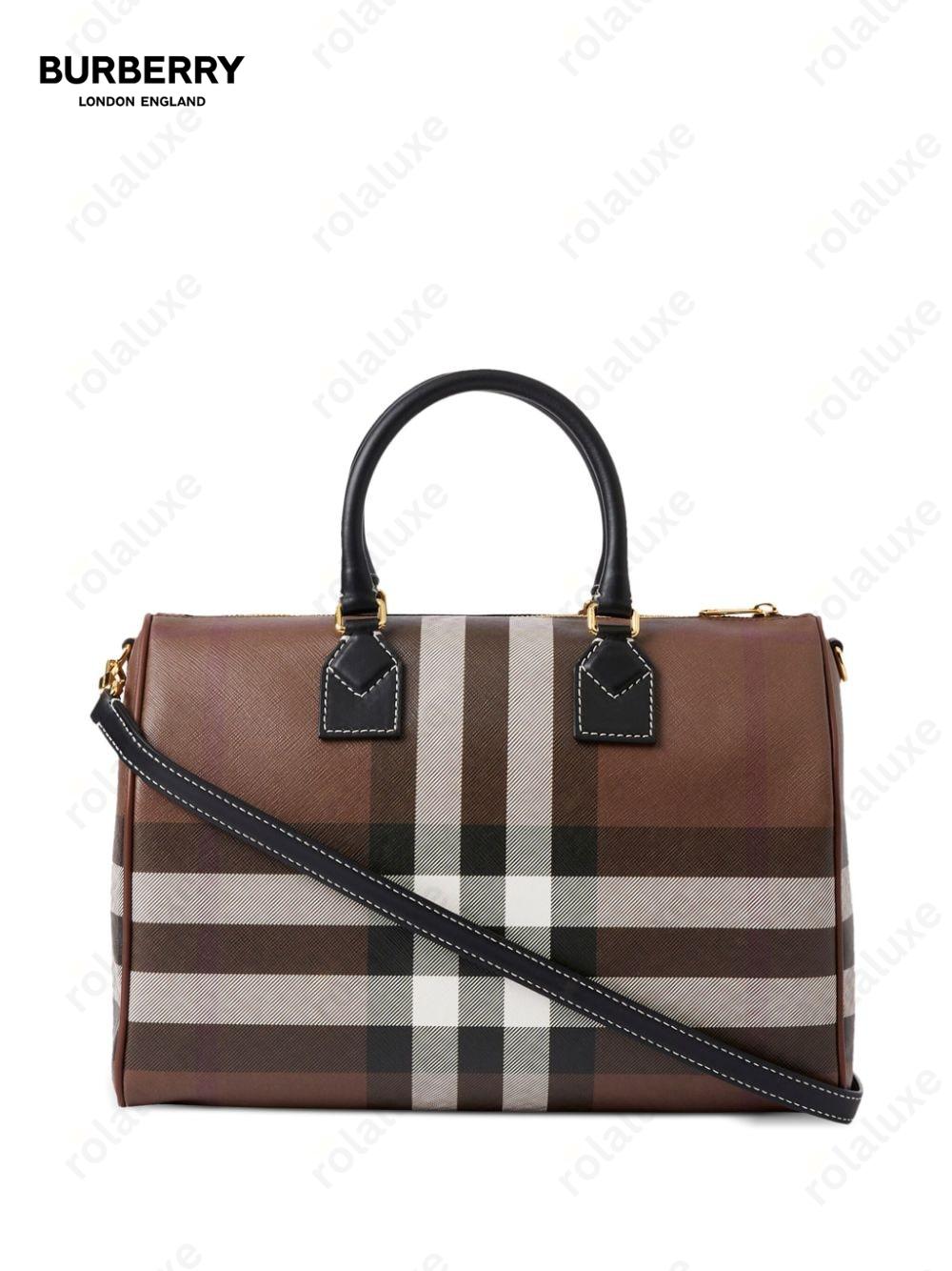 medium check-pattern leather bowling bag