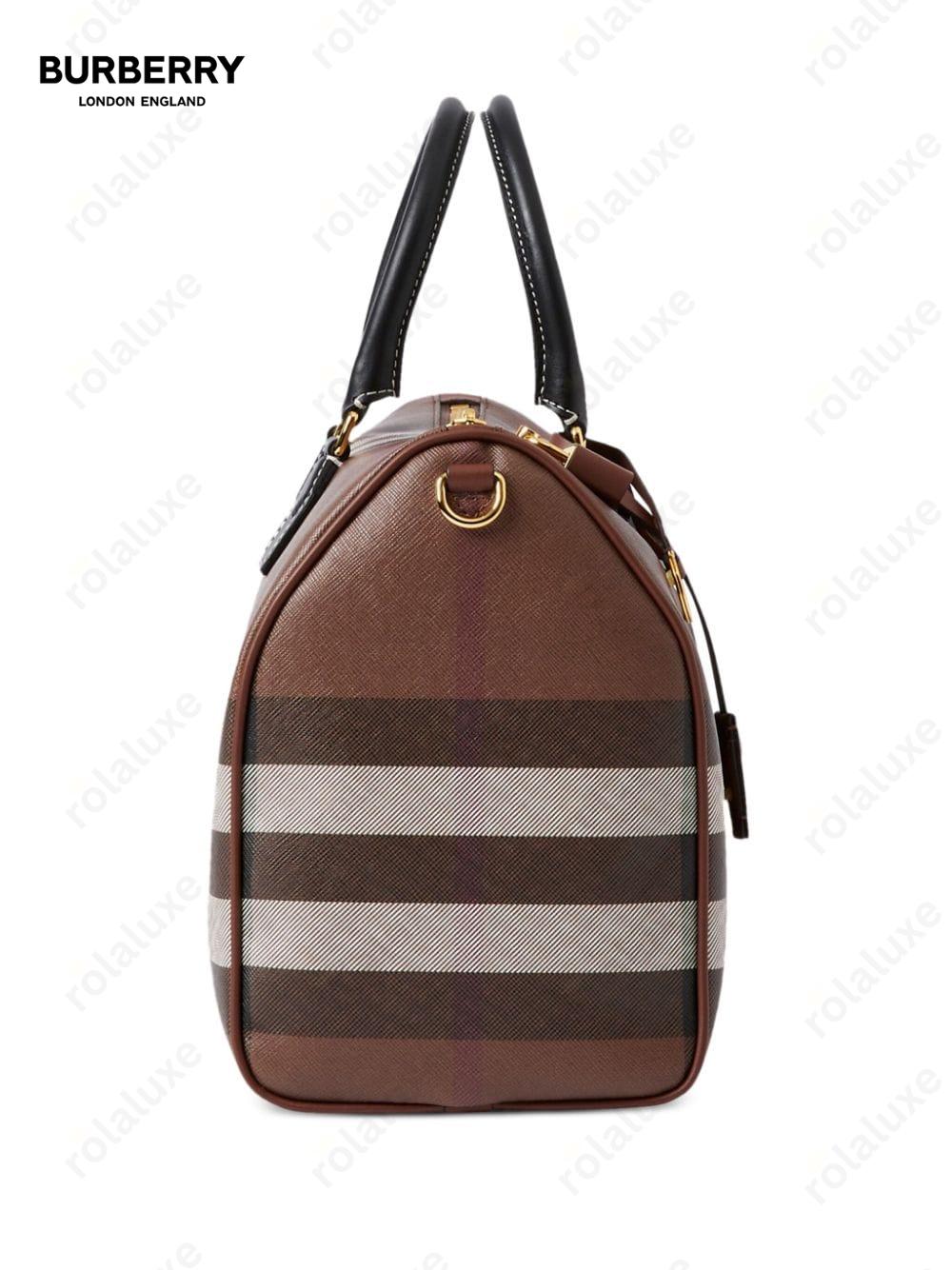 medium check-pattern leather bowling bag