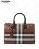 medium check-pattern leather bowling bag