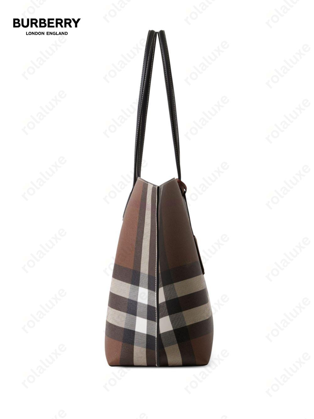 checked logo-tag tote bag