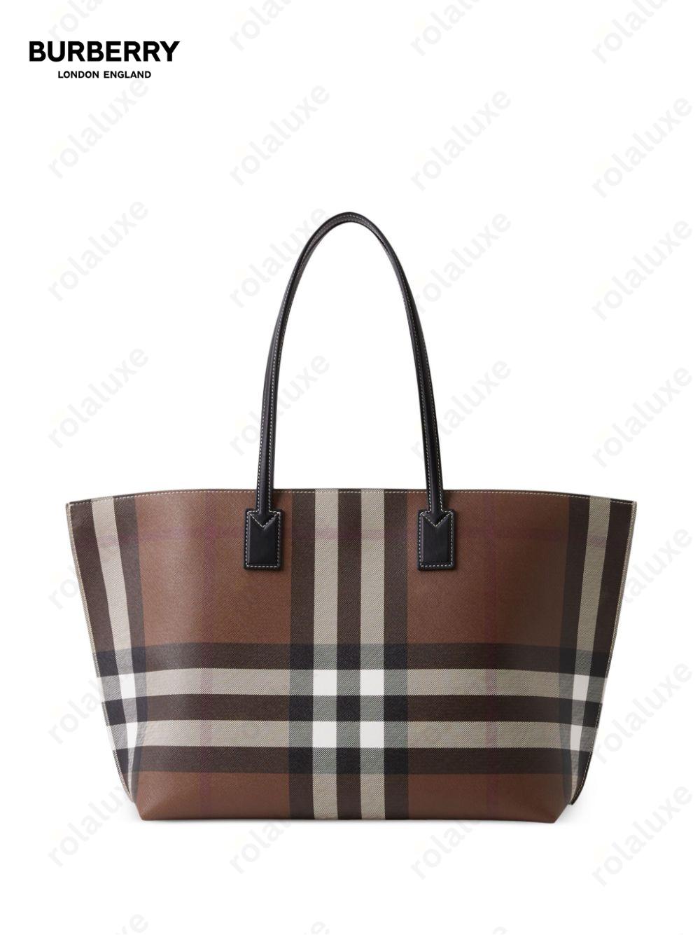 checked logo-tag tote bag