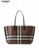 checked logo-tag tote bag