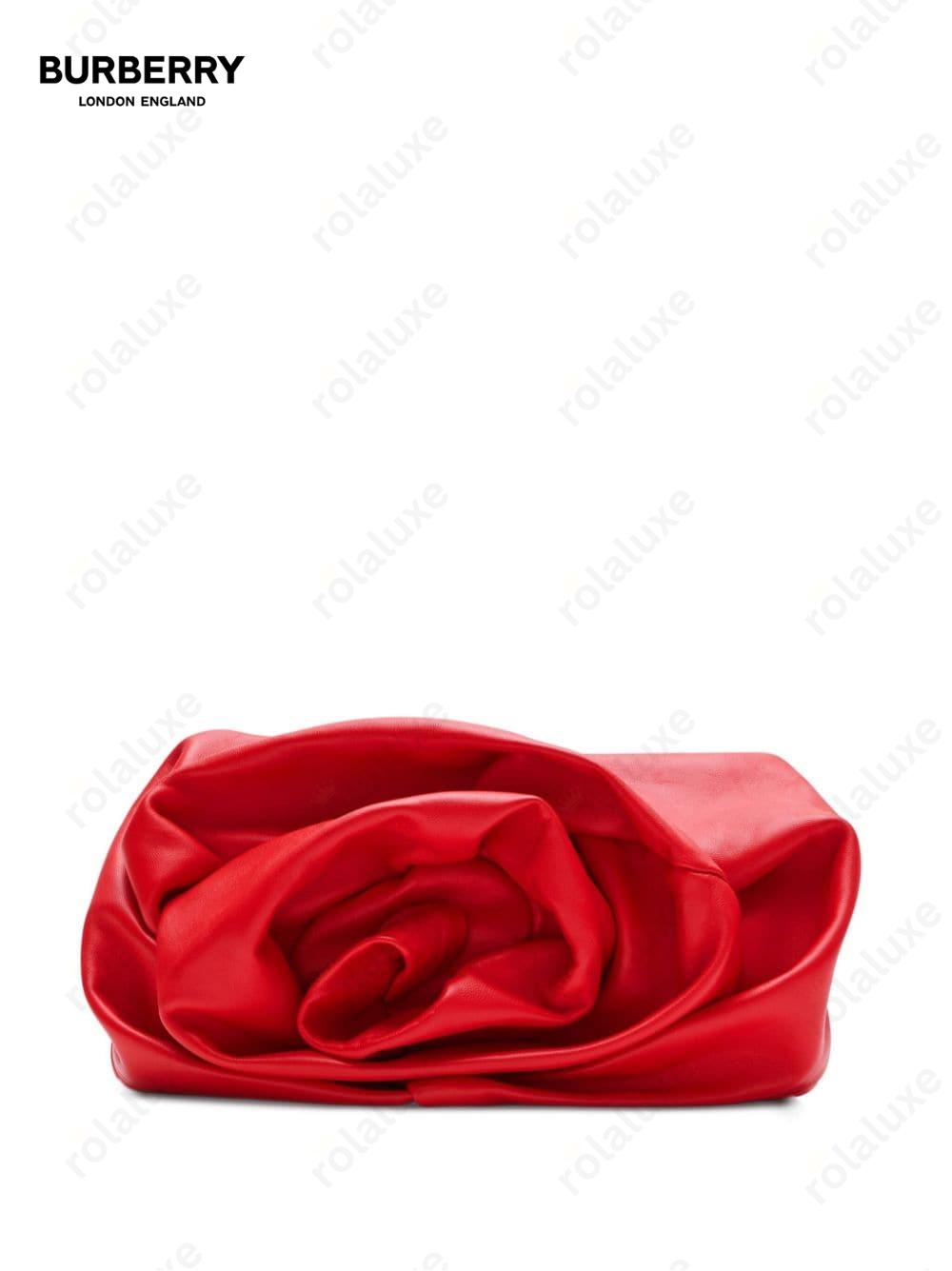 Rose leather clutch bag