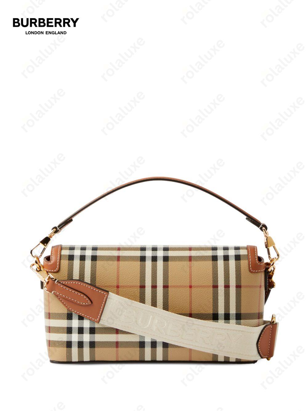 check-pattern top handle bag