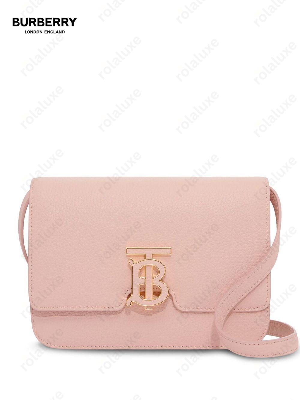 TB logo-plaque calf leather shoulder bag