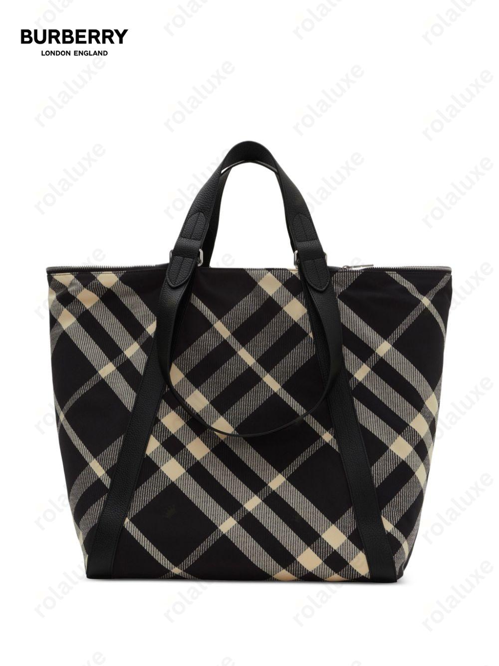 Festival check-pattern tote bag