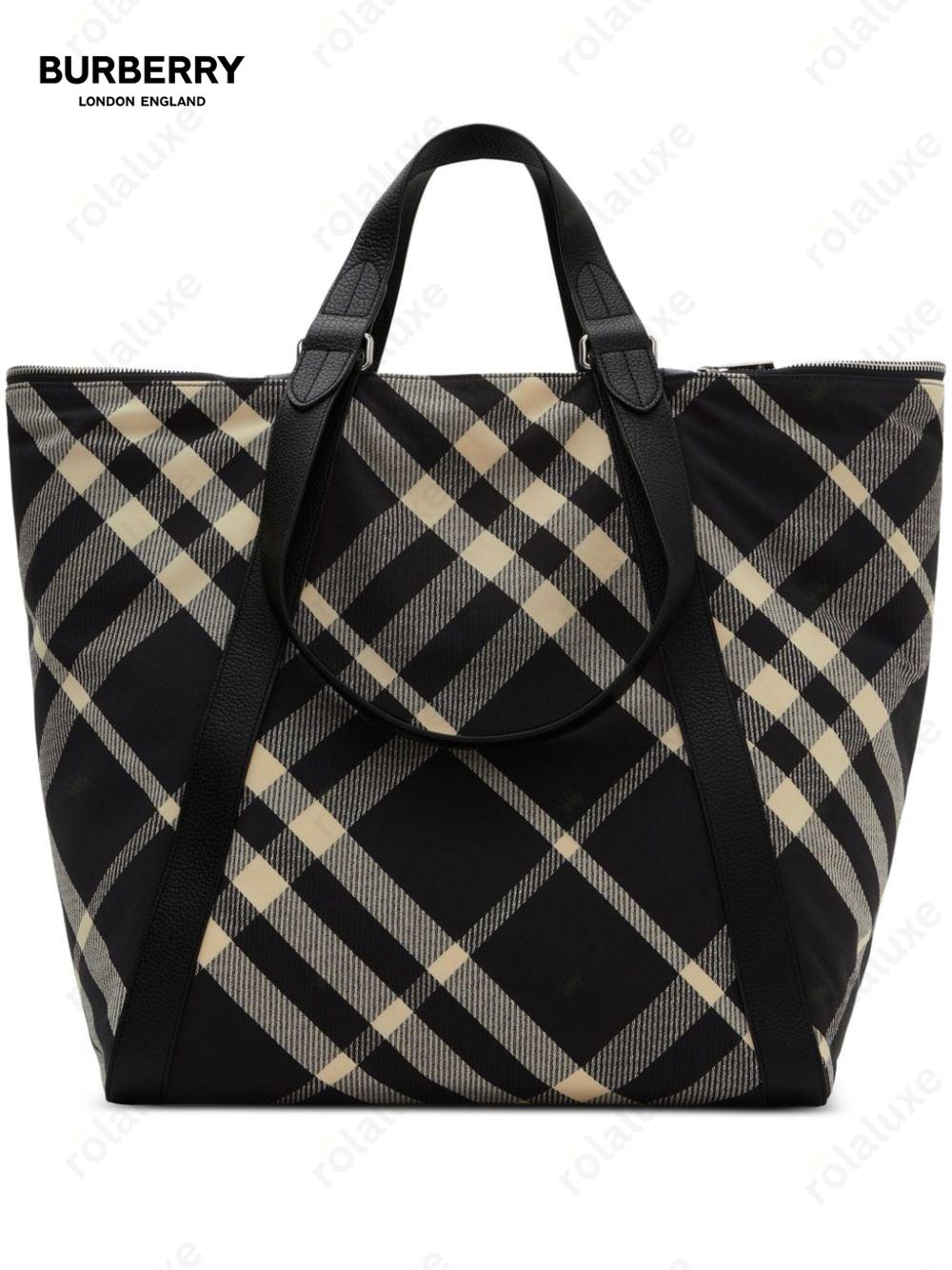 Festival check-pattern tote bag