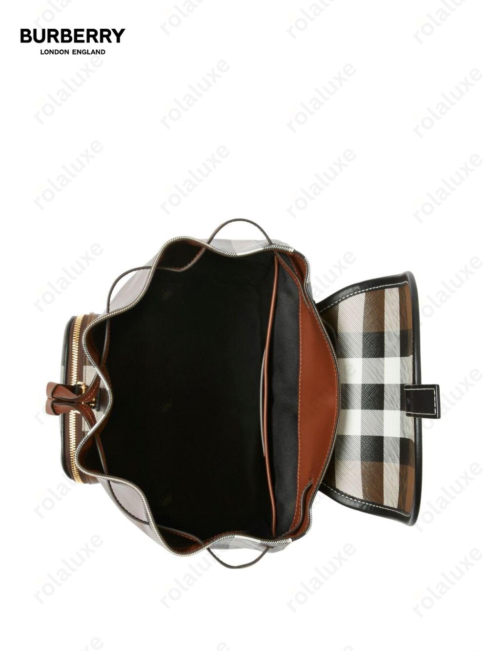 vintage check-pattern leather backpack