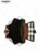 vintage check-pattern leather backpack