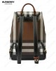 vintage check-pattern leather backpack