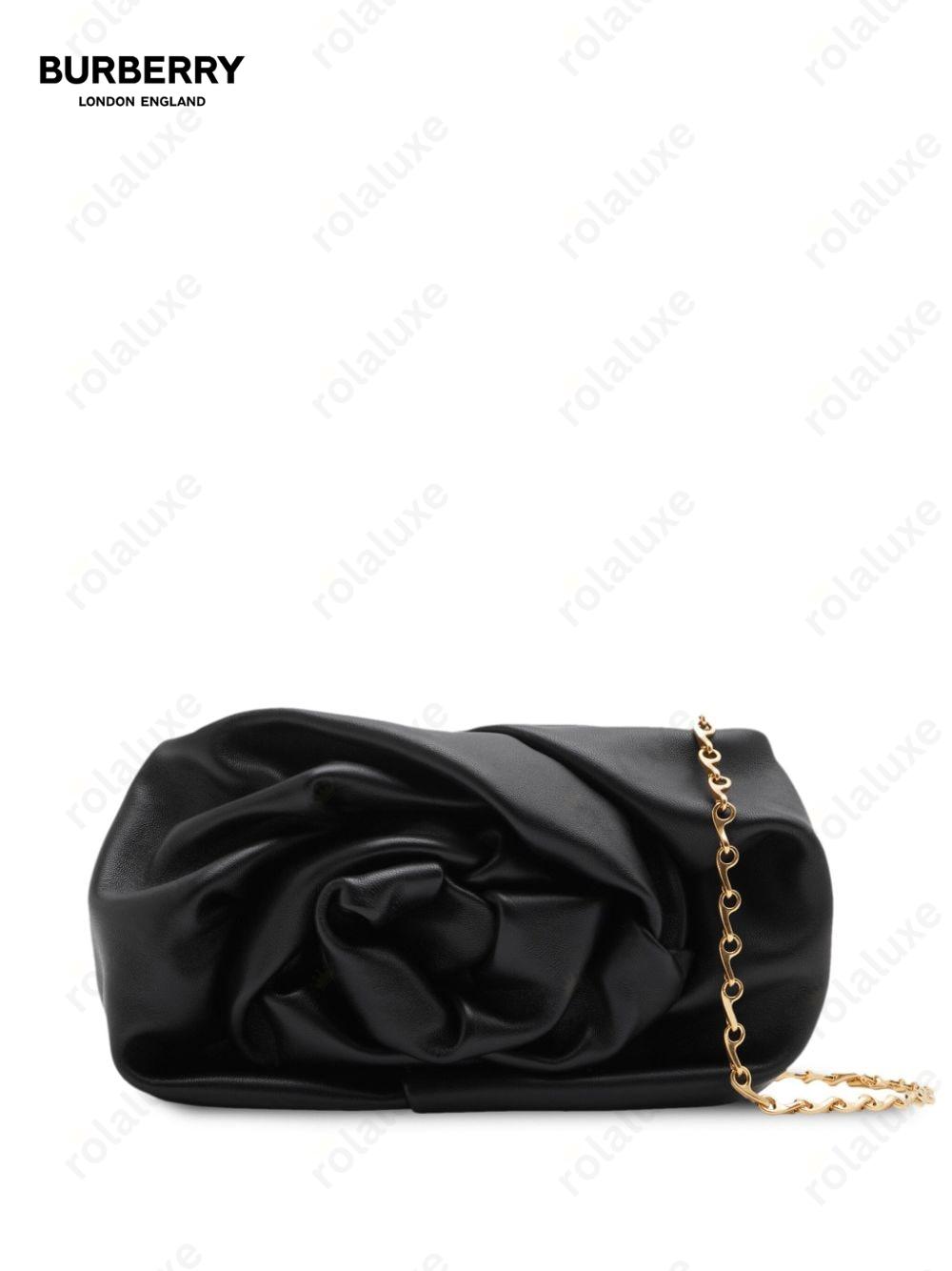 Rose leather clutch bag