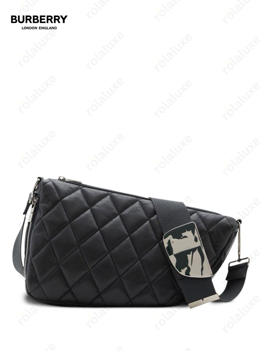 Shield diamond-quilted shoulder bag