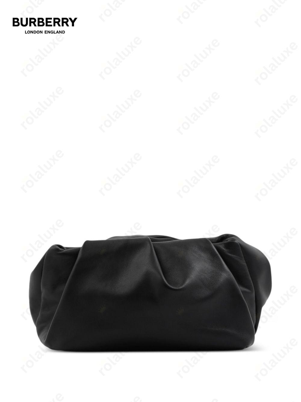 slouch-body leather clutch bag