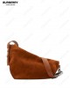 asymmetric-design suede shoulder bag