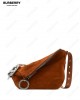 asymmetric-design suede shoulder bag