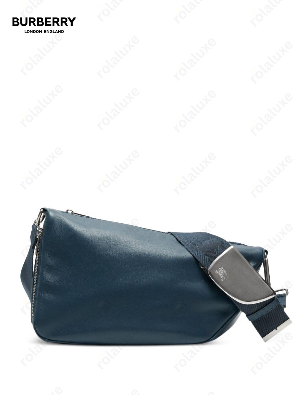 Shield leather shoulder bag