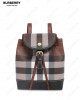 check-pattern leather backpack