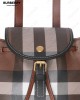 check-pattern leather backpack