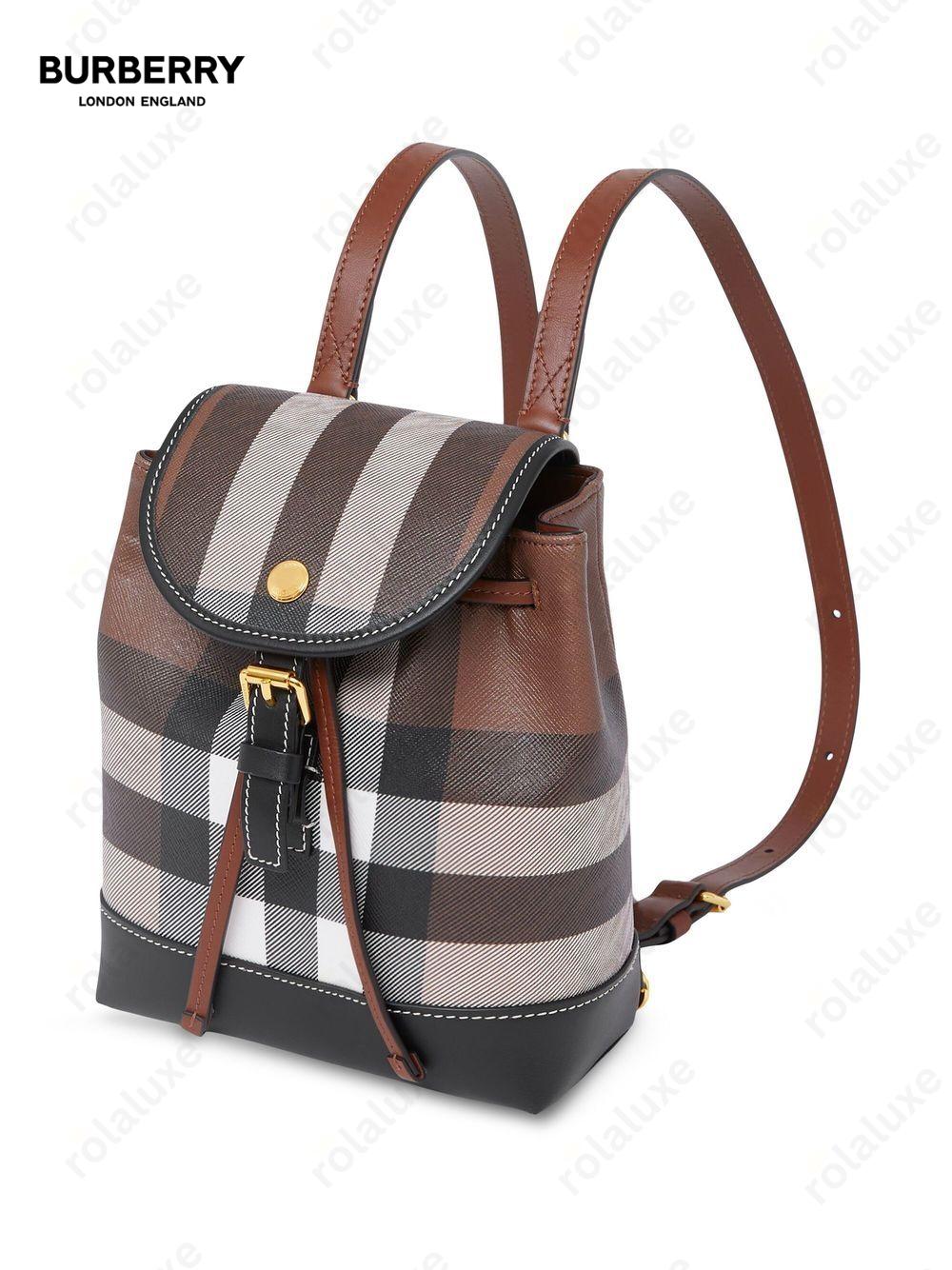 check-pattern leather backpack